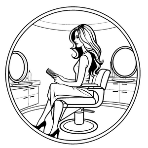 Moderne Frau mit Stufenschnitten Ausmalbild für Friseursalonfreunde