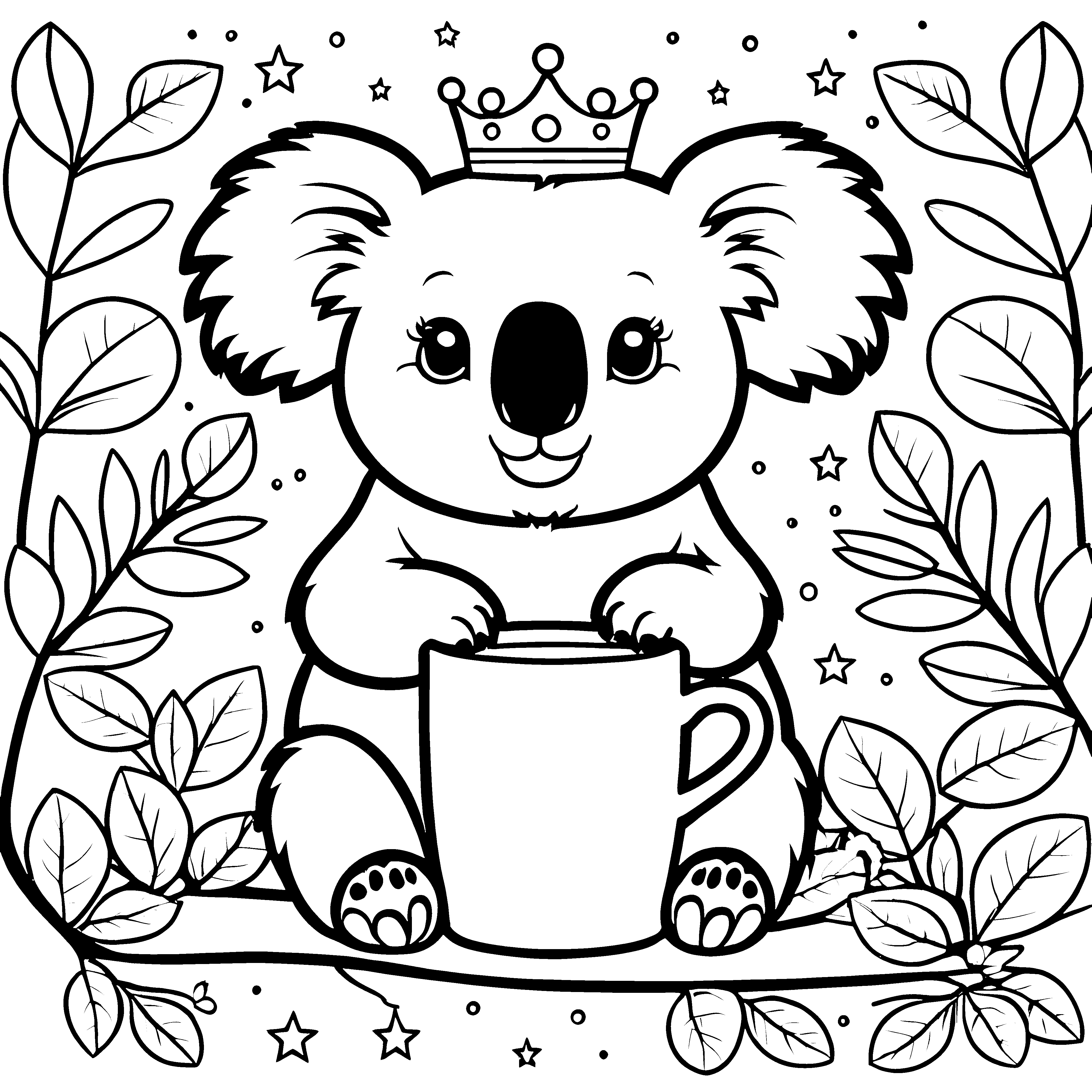Majestätischer Koala mit Krone Bastelmotiv für verträumte Sternenfreunde