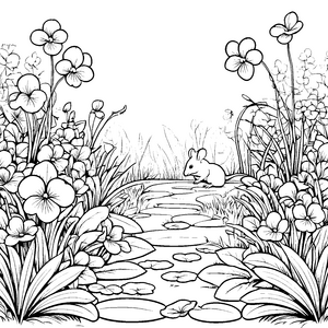 Sanfte Veilchen mit Kaninchen Bastelmotiv für kleine Wiesenfreunde