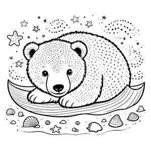 Entspannter Kawaii-Eisbär im Boot Bastelvorlage für neugierige Meeresfreunde