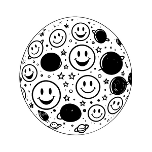 Kosmisches Smileys-Universum mit Planeten Malbild für Weltraumträumer