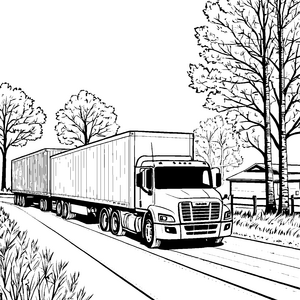 Wuchtiger Lastwagen mit Auflieger Malvorlage für kleine Landfahrer