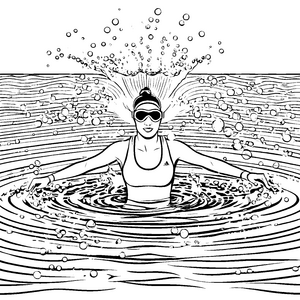 Begeisterte Schwimmerin mit Badekappe Malbild für Wassersportler