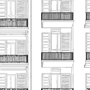 Stately Fassade mit Fensterläden Malvorlage für kleine Wohnungsfreunde