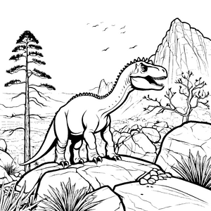 Majestätischer Pachycephalosaurus auf Felsen Bastelvorlage für junge Gebirgsfreunde