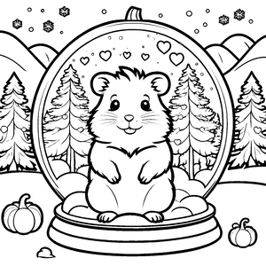 Niedlicher Hamster in der Schneekugel Bastelmotiv für malfreudige Winterfreunde