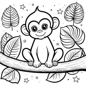 Freundlicher Affe auf Ast Bastelmotiv für kleine Waldfreunde
