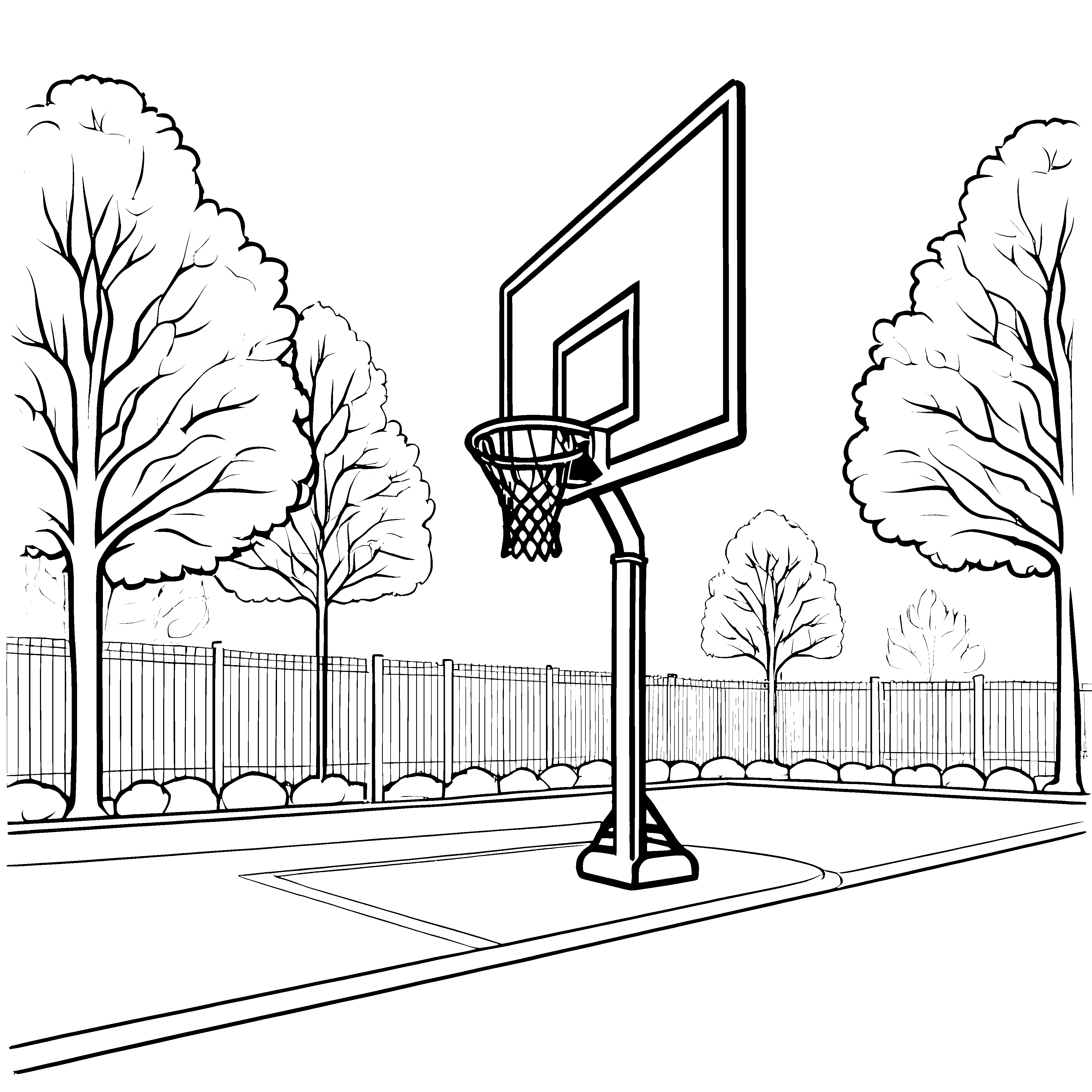Markanter Basketballkorb mit Rückwand Malvorlage für kreative Platzbesetzer