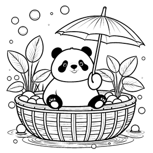 Entspannter Panda im Seifenbad Ausmalvorlage für verträumte Badeliebhaber