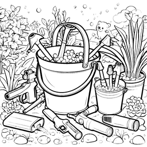 Abwechslungsreiche Wasserpistolen im Garten-Bastelmotiv für neugierige Pflanzenfreunde