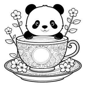 Zauberhafter Panda in der Teetasse Bastelmotiv für verträumte Teekelner