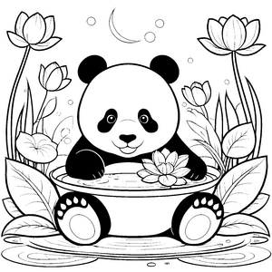 Niedlicher Panda in Badewanne Bastelvorlage für verträumte Wasserfreunde
