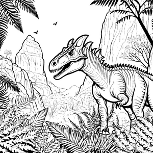 Majestätischer Pachycephalosaurus im Farnwald Ausmalbild für kleine Urwaldkundige