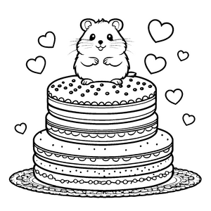 Süßer Kawaii-Hamster auf Torte Bastelvorlage für kleine Naschkatzen