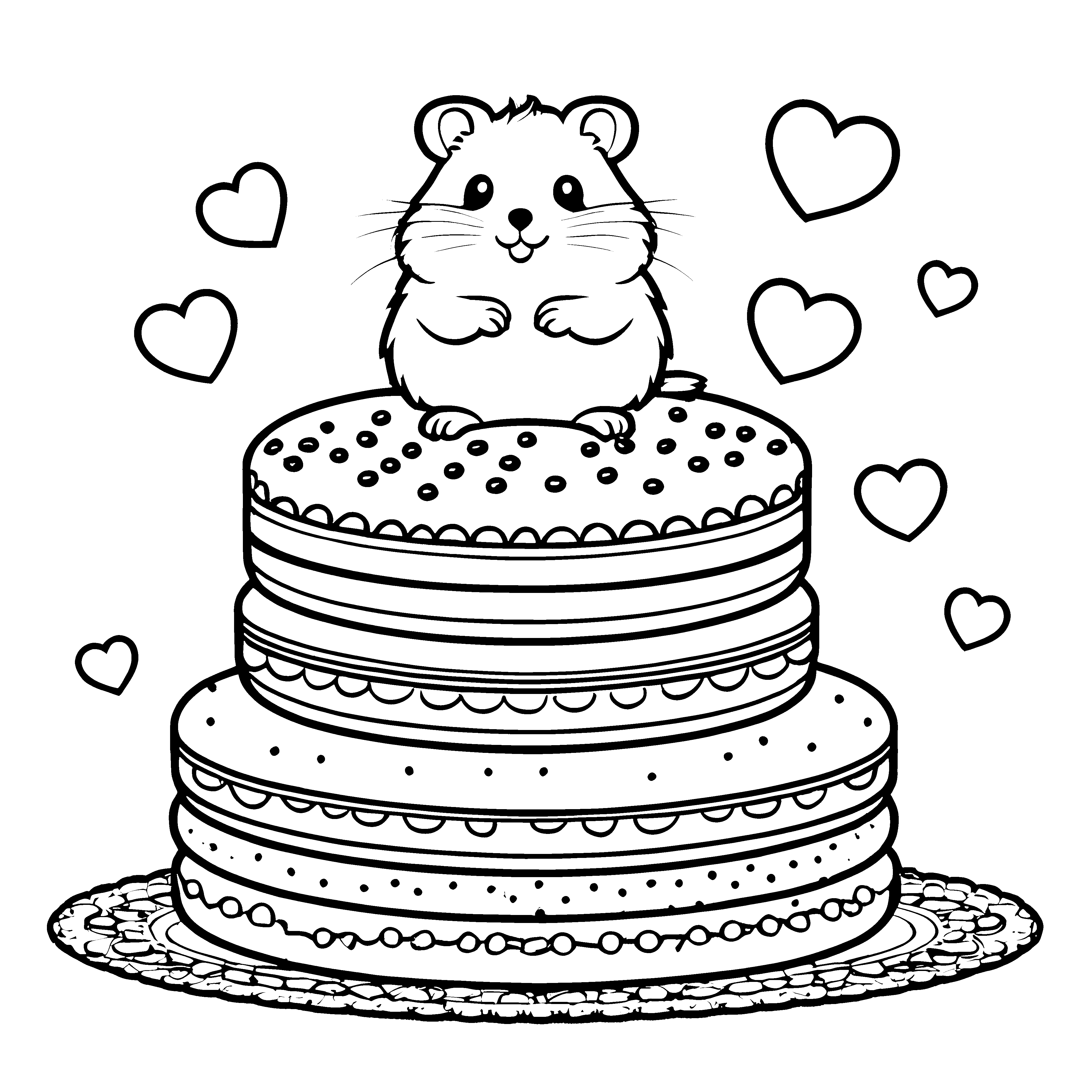 Süßer Kawaii-Hamster auf Torte Bastelvorlage für kleine Naschkatzen