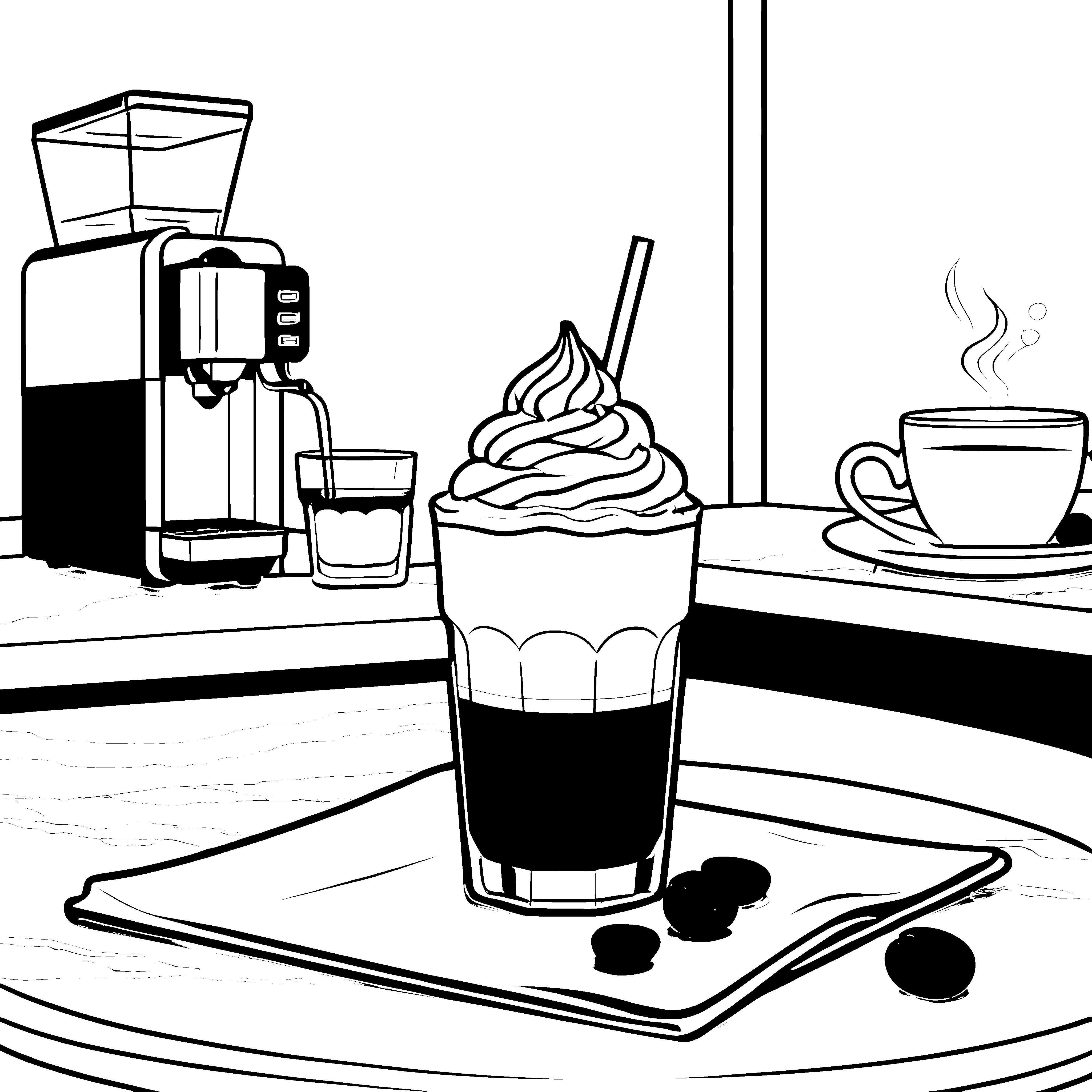 Aromatischer Kaffee mit Sahnehäubchen Bastelvorlage für malfreudige Kaffeeliebhaber