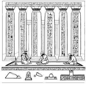Mystische Schreiber an Hieroglyphenpalmen Bastelvorlage für malfreudige Schriftkundige