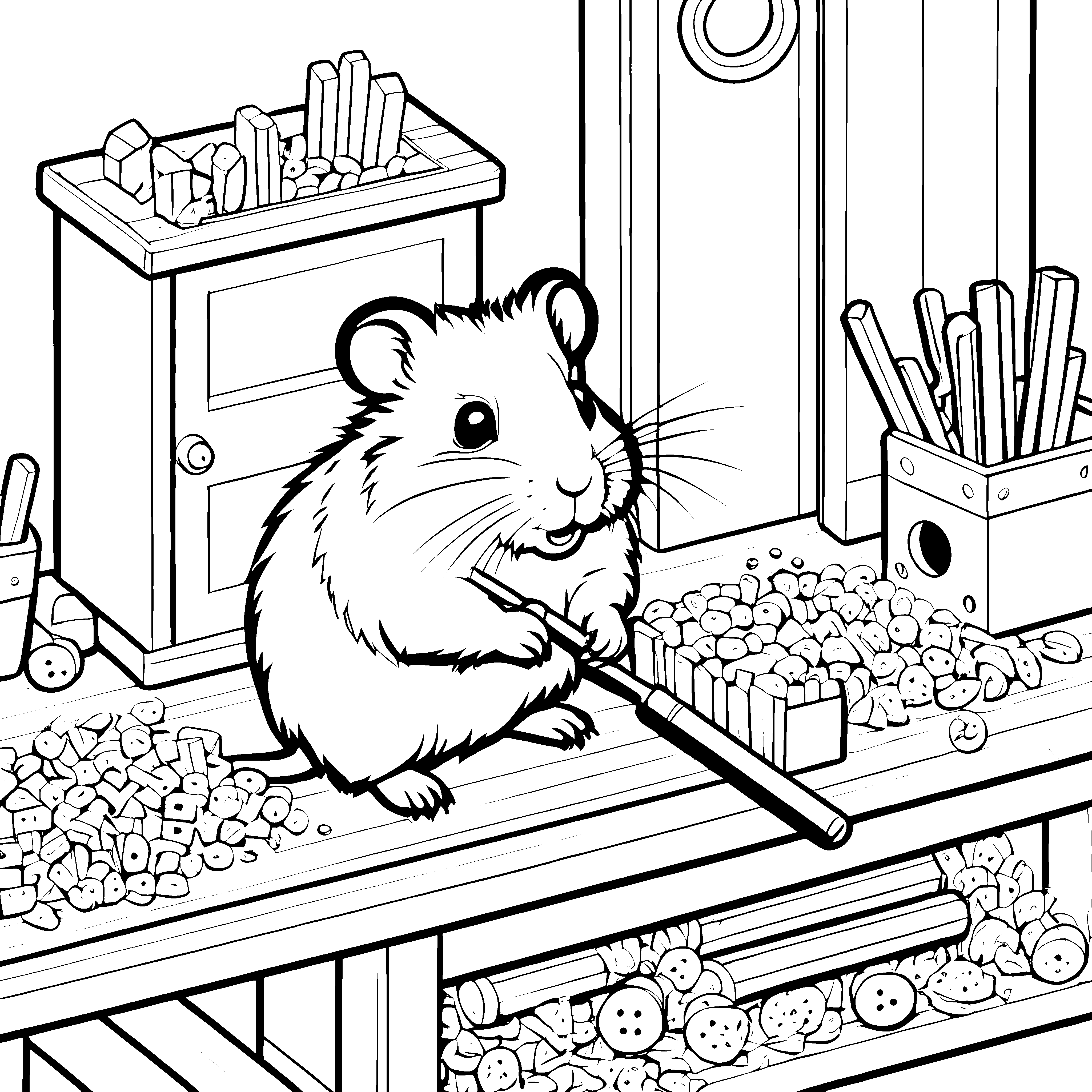 Fleißiger Hamster mit Besen Bastelmotiv für verträumte Snackfreunde