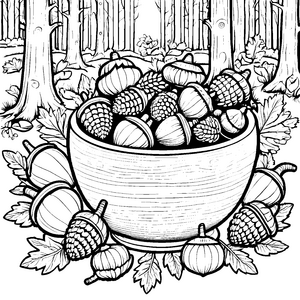 Vielseitige Eichelnschale im Wald Bastelvorlage für mutige Waldkinder