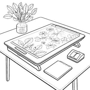 Detailreicher Scanner mit Blumenmotiv Ausmalvorlage für mutige Pflanzenfreunde