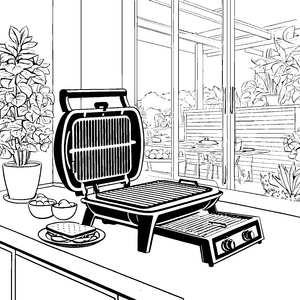 Moderner Kontaktgrill mit Toast-Malbild für kleine Grillfans
