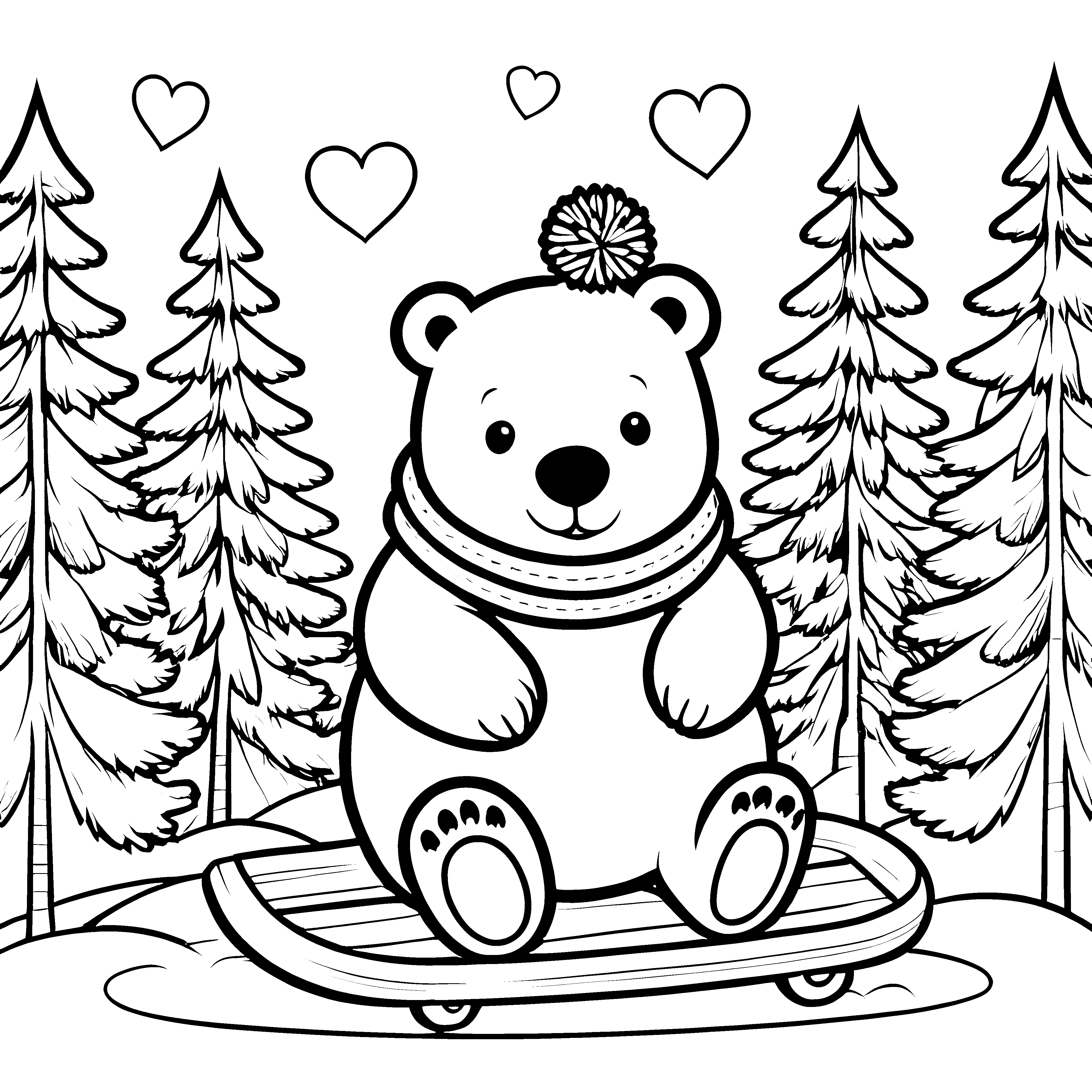 Fröhlicher Bär auf Snowboard Bastelmotiv für kleine Schneesportler
