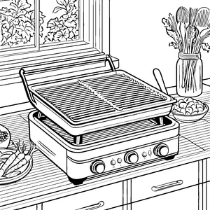 Stilvoller Kontaktgrill mit Gemüse Malvorlage für mutige Grillmeister