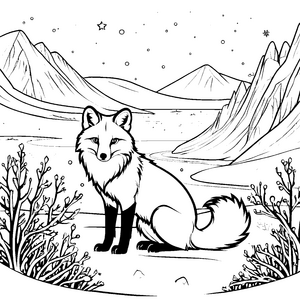 Sanfter Polarfuchs am gefrorenen See Ausmalvorlage für junge Eisbegeisterte