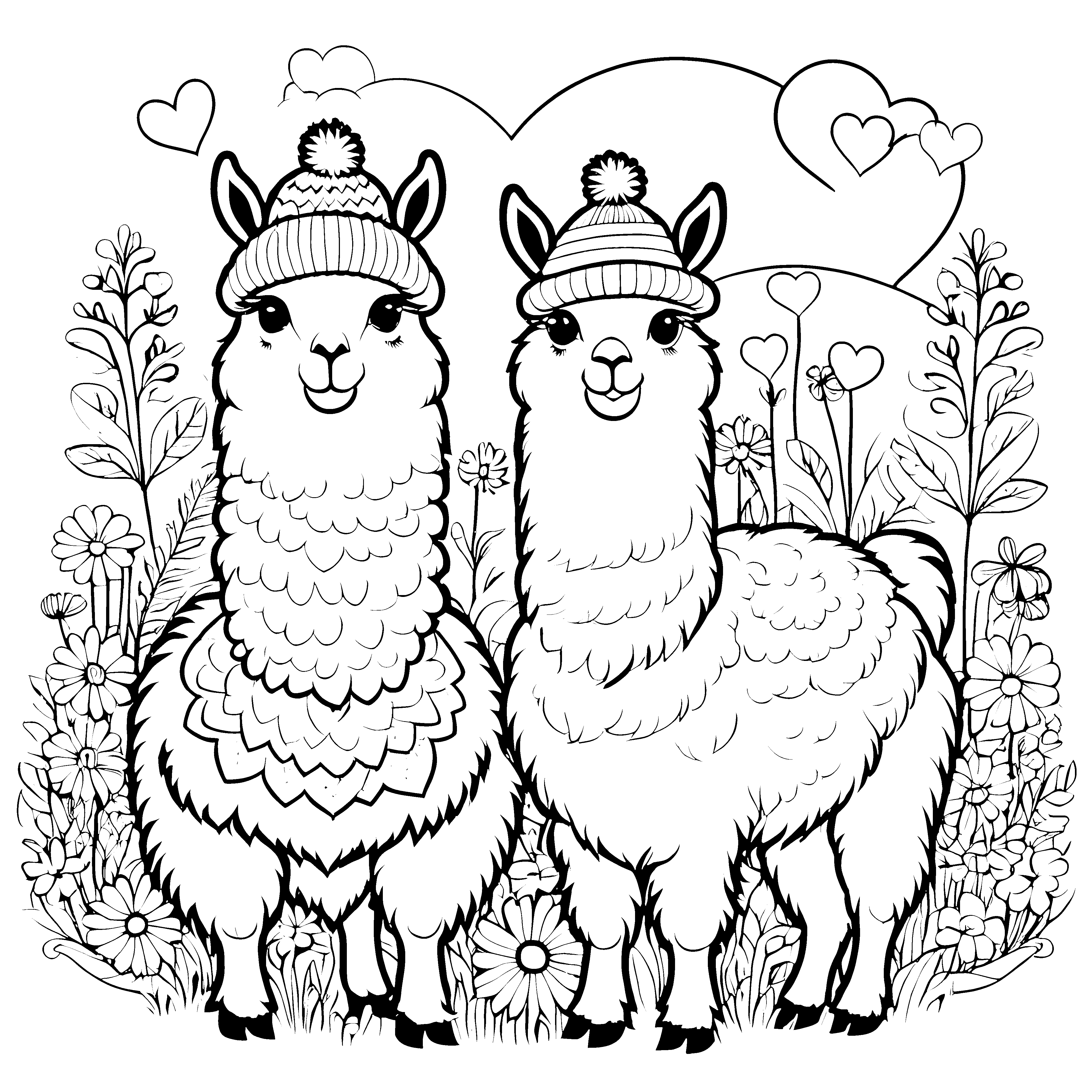 Herzliche Lamas in Strickmützen Bastelmotiv für verträumte Blumenkinder