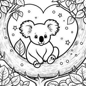 Herzlicher Koala im Baum Malbild für mutige Waldkinder