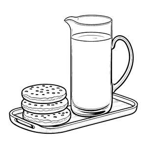 Leckeres Getränk mit Keksen Malbild für Kaffeepausenfreunde