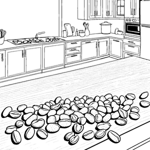 Rustikale Erdnüsse auf Holztisch Malbild für Küchenhelfer