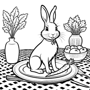 Niedlicher Hase mit Karotte Malvorlage für verträumte Gemüseliebhaber