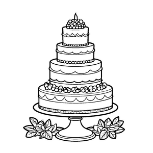 Prachtvolle Hochzeitstorte mit Perlen Malbild für kleine Festfreunde