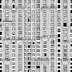 Stadttypische Fassade mit vielen Balkonen Ausmalvorlage für fröhliche Stadtplaner