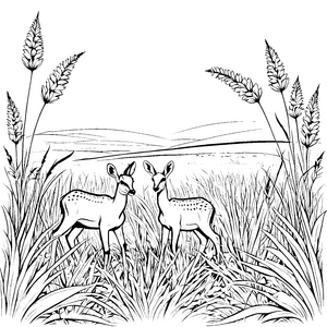 Verspielte Gazellenjungtiere im hohen Gras Bastelmotiv für mutige Wiesenfreunde