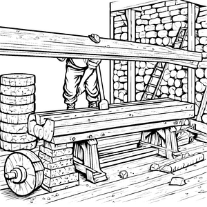 Beeindruckter Radmacher an der Hobelbank Malbild für neugierige Holzprofis