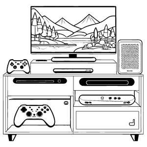 Cooles Gaming-Setup mit Gamepads Bastelmotiv für fröhliche Spielbegeisterte