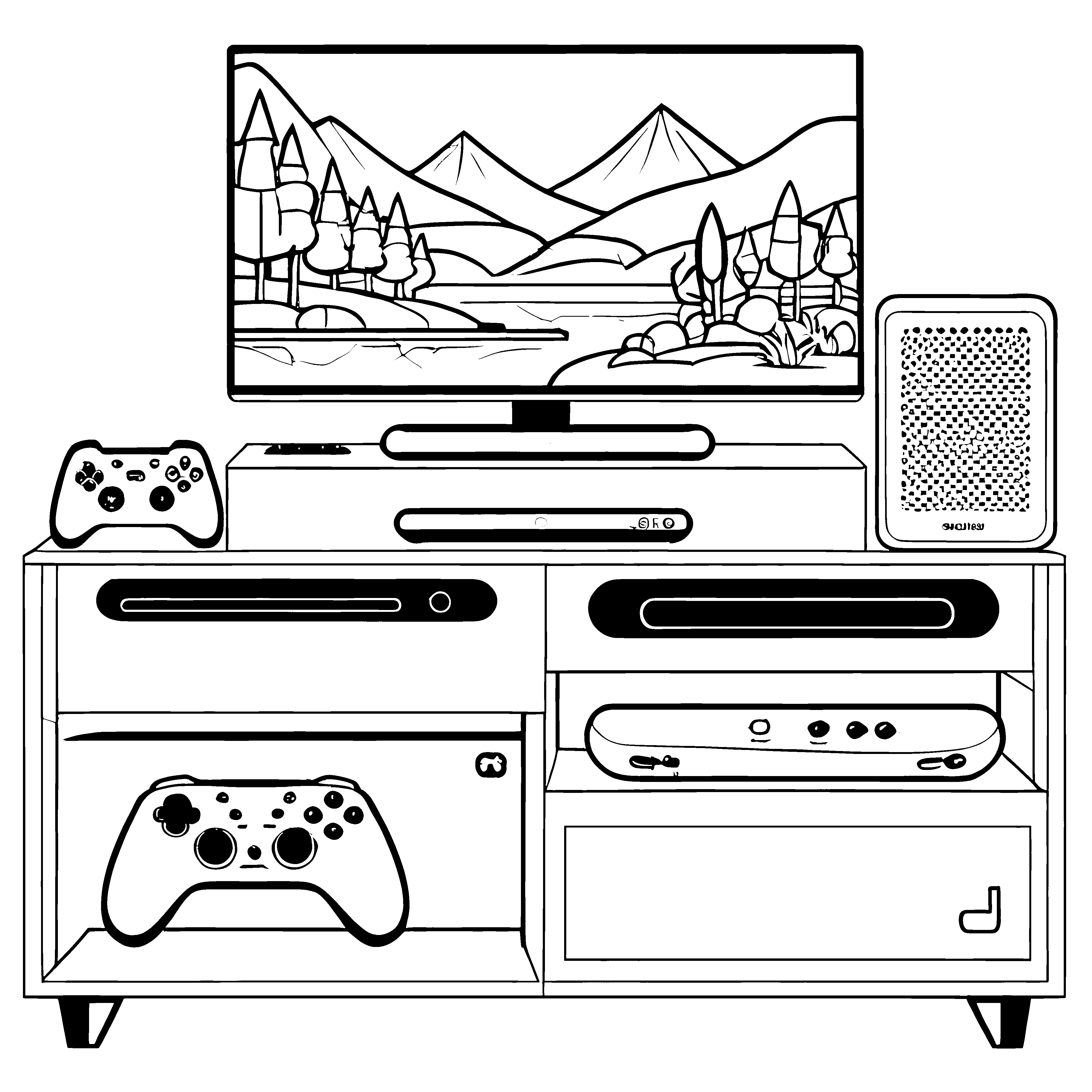 Cooles Gaming-Setup mit Gamepads Bastelmotiv für fröhliche Spielbegeisterte