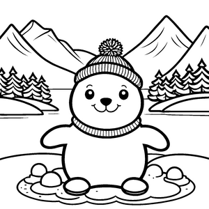Fröhlicher Eisbär mit Strickmütze Bastelvorlage für kleine Bergfreunde