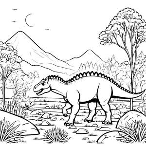 Abenteuerlicher Pachycephalosaurus unter dem Sichelmond Malbild für kleine Nachtpfadfinder