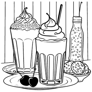 leckere Milchshakes mit Kirschen Malvorlage für malfreudige Süßigkeitenliebhaber