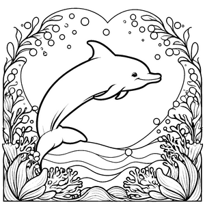 Herzlicher Kawaii-Delfin im Wellenmeer Bastelmotiv für kleine Tiefseefreunde