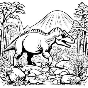 Mutiger Pachycephalosaurus vor Vulkan Bastelmotiv für kleine Gebirgsfreunde
