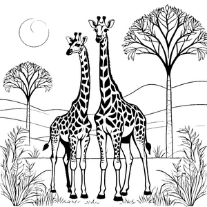 Freundliche Giraffenjungtiere in der Savanne Bastelmotiv für junge Wüstenkinder