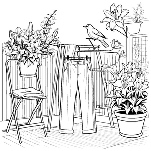 Elegante Damenhose mit Lilien Malbild für mutige Blumenliebhaber