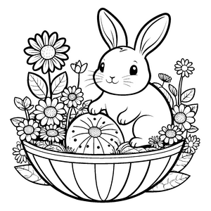 Bezauberndes Kawaii Kaninchen mit Kürbis Malbild für neugierige Pflanzenfreunde