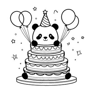 Fröhlicher Panda in der Torte Bastelvorlage für mutige Partygäste