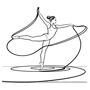 Bewegte Turnerin mit weiten Gymnastikbändern Bastelmotiv für kreative Sportbegeisterte