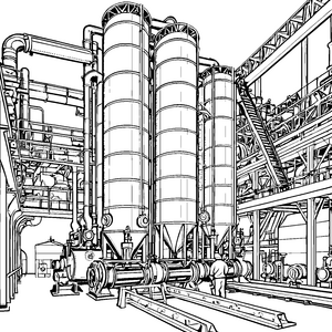 Beeindruckter Kesselflicker an vertikalen Zylindern Malbild für kreative Metallbauer